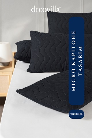 Micro Kapitone Yastık Alezi Sıvı Geçirmez 4 Lü Set Yastık Koruyucu 50x70 Antrasit