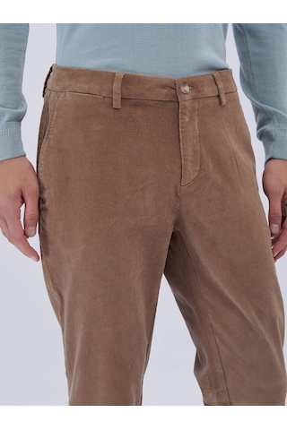 Kip Deve Tüyü Dokuma Regular Fit Kadife Casual Pamuk Karışımlı Pantolon Devetüyü