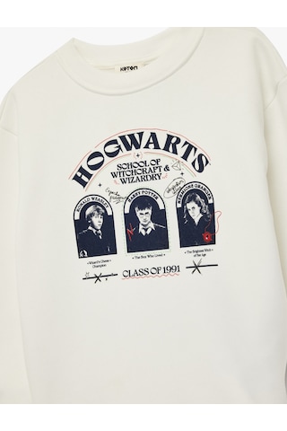 Koton Lisanslı Harry Potter Baskılı Uzun Kollu Bisiklet Yaka Sweatshirt Ekru 6wkb10441tk