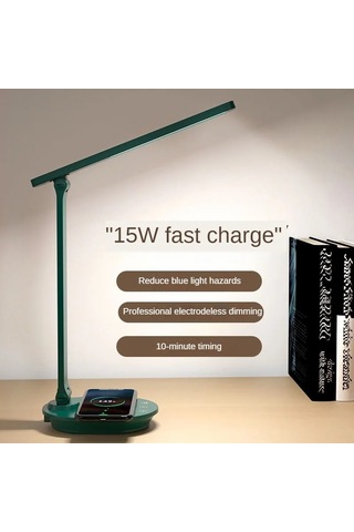 Cbtx Tb-88swk Kısılabilir Dokunmatik Led Masa Lambası, Kablosuz Telefon Şarj Cihazı, Usb İle Çalışan Çalışma Işığı - Pembe