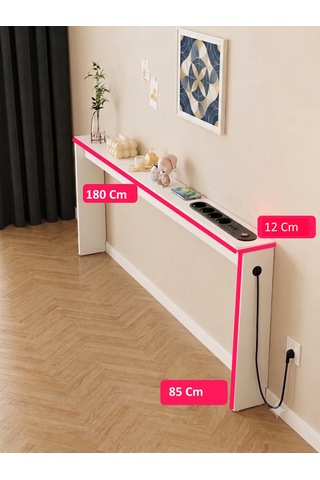 Koltuk Arkası Dresuar 2 Usb + 1 Type-c + 4 Priz Çıkışlı 1. Sınıf Mdf 100 / 150 / 180 Cm Beyaz