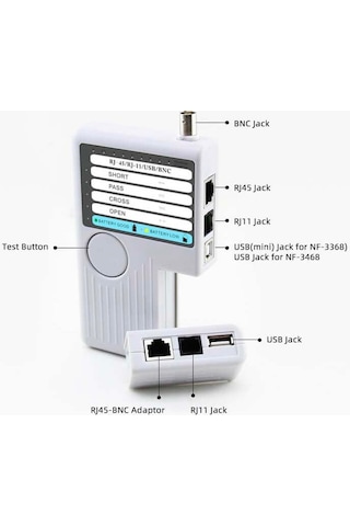 Noyafa Nf-3468 4'ü 1 Arada Kablo Test Cihazı Rj11 Rj45 Usb Bnc