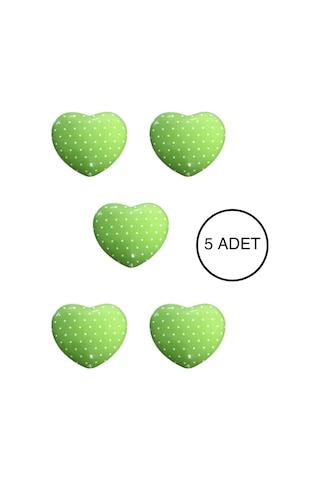 5 Adet Porselen Çocuk Odası Yeşil Kalp Mobilya Kulpu Seramik Çekmece Dolap Düğmesi 55x45 MM Yeşil