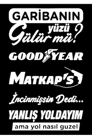Araç Arka Cam Garibanın Yüzü Gülür Mü Sticker Set Oto Sticker Araba Sticker 20x35 Cm