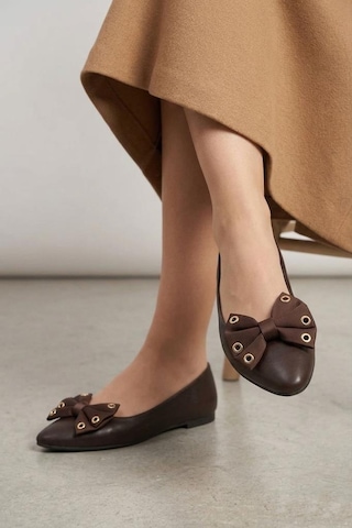 Papuçcity Fendi 03416 Kadın Günlük Fiyonklu Babet Kahve