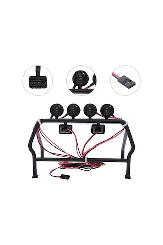 Didadodo 1/10 Axial Scx10 Rc4wd Jeep Metal Roll Cage Kova - 6 Led'li Aydınlatmalı - Dayanıklı Tasarım