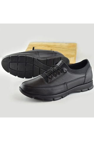 325a Tam Ortopedik Topuk Masajlı Taban Erkek Ayakkabı Hakiki Deri Mevsimlik Ayakkabı Siyah