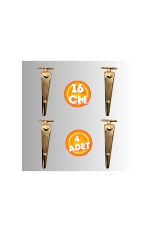 16 Cm Metal Klas Koltuk Ayağı Mobilya Ayağı Ünite Ayağı Konsol Ayağı Puf Berjer Ayağı 4 Adet Gold