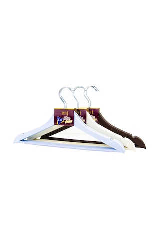 Mcblue 3'lü Ahşap Görünümlü Plastik Elbise Askısı Ahşap