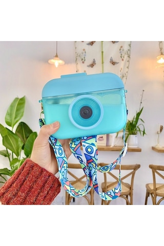 Çocuklar İçin Pratik Ve Şık 400 Ml Plastik Termos, Pembe Renkli Kampanyalı Okul Termosu MAvi