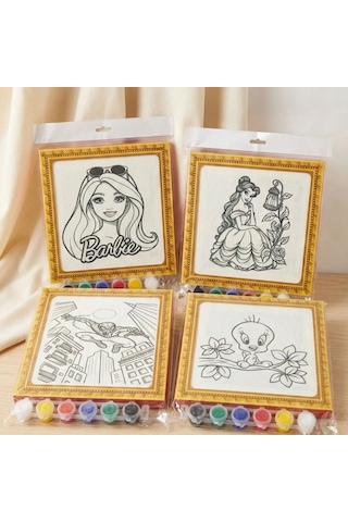 Mini Tuval Çocuk Boyama Seti 20x20 Cm - Akrilik Boya Ve Fırçalı Eğlenceli Çocuk Aktivite Seti