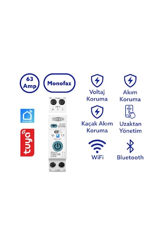 Tomzn Akıllı Kaçak Akım ve Voltaj Akım Koruma Rölesi 63A Wifi Özellikli Smartlife