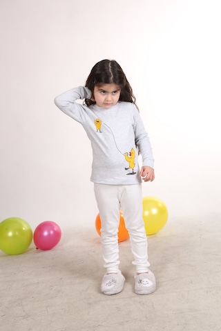 Teenyweenykids Civciv Baskı Pijama Takımı Gri