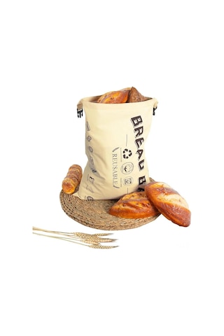 Aubyhe Doğal Lenli Çift Katlı Mutfak Ürün Depolama Çantası, Hava Geçirmez Tpu İç Katmanlı, 43x31.5 Cm, Yeniden Kullanılabilir, Ekolojik Bej