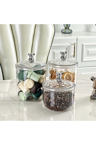 Ranyeek Ev İçin Kaliteli Hermetik Kavanoz - Kuruyemiş, Kahve, Çay, Süt Tozu Saklama Kutusu - Büyük Boy 2600ml Kırmızı Perya Desenli - Taze Koruma Ve Konforlu Depolama Diğer