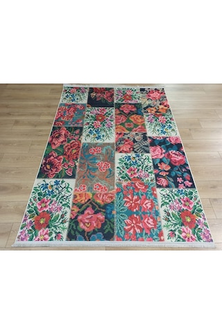 Çam Halı Gloria Td76602 Multi Karabağ Patchwork Desen Dokuma Saçaklı Kilim