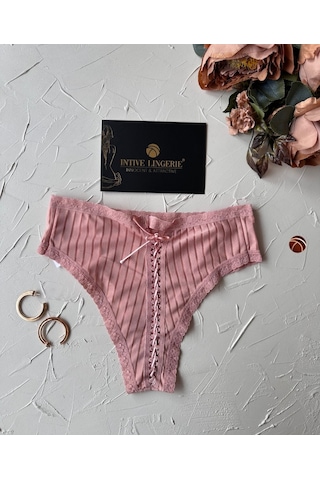 Lola Transparan Arkası Bağlama Detaylı Pamuklu Fantezi/günlük Kul Pembe