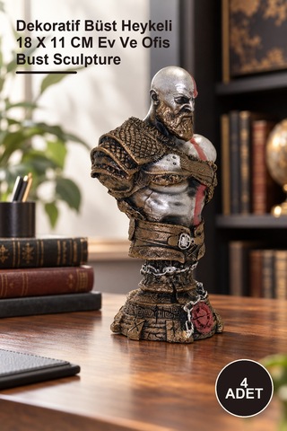 4 Adet Kratos 2 Büst Model 136 Dekoratif Büst Heykeli 18 X 11 Cm Ev Ve Ofis Bust Sculpture 1