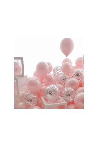 Macaron Pembe Gümüş Konfetili Şeffaf Balon12 İnç 20 Adet Macaron Pembe Gümüş Konfetili Şeffaf Balon12 İnç 20 Adet