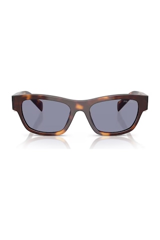 Prada Pr B09s 15w03n 54 Unisex Oval Kırçıllı Kahverengi Kemik Güneş Gözlüğü Kahverengi