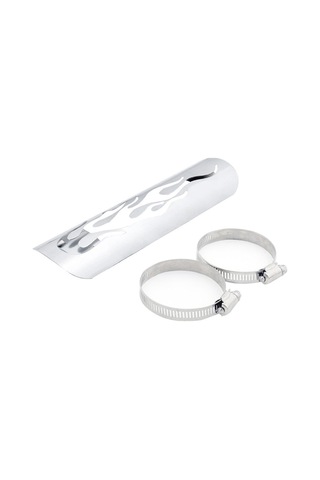 Motosiklet Modifikasyon Aksesuarları Evrensel Retro Egzoz Borusu Isı Kalkanı Gümüş Gümüş