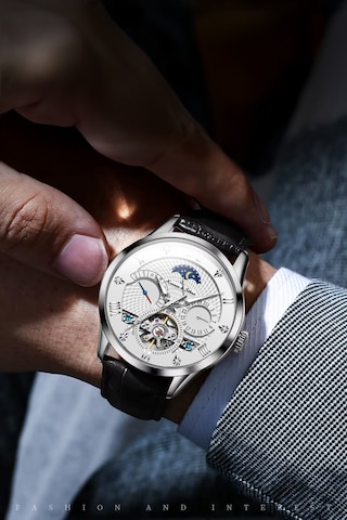Kronen&söhne Ks4010 Luxury Tourbillon Mekanik Otomatik Erkek Kol Saati Gümüş - Siyah