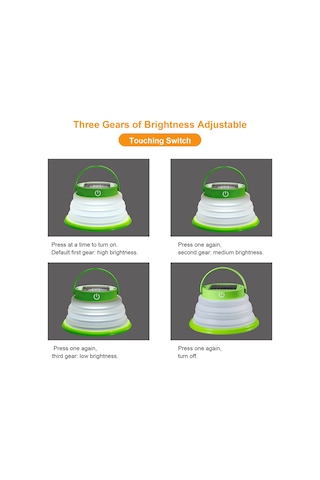 Jeemson Güneş Enerjili Katlanabilir Kamp Lambası, 3 Aydınlatma Seviyesi, Ipx6 Su Geçirmez, 6 Led Işık, Taşınabilir Çadır Aydınlatması Çok Renkli