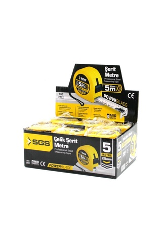Sgs-2002 Şerit Metre 5mt X 25mt Stoplu - 12'li Paket Diğer