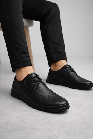 Dmr Elegance Jy1916 Soles Bağcıklı Hakiki Deri Erkek Günlük Klasik Ayakkabı Dst - Siyah