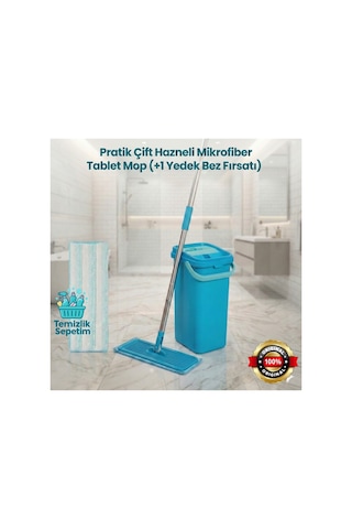 Çift Hazneli Tablet Mop Temizlik Seti +1 Yedek Mop Çift Hazneli Tablet Mop Temizlik Seti +1 Yedek Mop