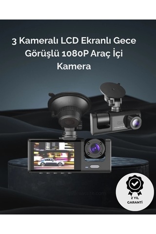 Hubrendy 1. 3 Kameralı Full Hd Araç Kamerası Ön, İç Ve Arka Görüş İle %100 Kapsama