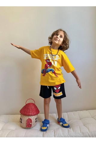 Jolly Kids Erkek Çocuk Basklı Şortlu Takım 3-10 Yaş Sarı