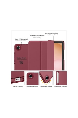 Samsung Uyumlu Galaxy Tab A11 Plus 11inç X230 Kılıf Pu Deri Smart Standlı Case Uyku Modlu X235 X236f