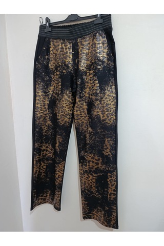 Anne Moda Ankara Kadın, Yüksek,bel,esnek,şık,ışıltılı,büyük Beden Pantolon Altın - Siyah