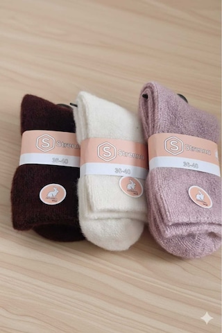 Angora Yün Çorap 3 Adet Set 1