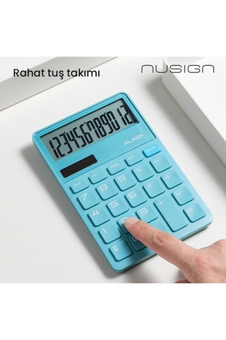 Nusıgn 12 Haneli Hesap Makinesi Plastik Mavi