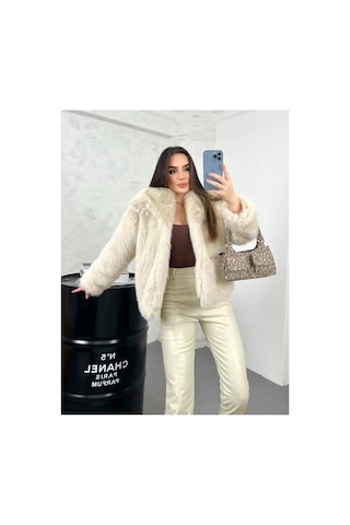 Sinemkivanc Co Kadın Suni Kürk Ceket Astarlı Slim Fit Taş Taş