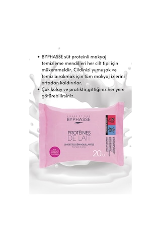 Byphasse Süt Proteinli Makyaj Temizleme Mendili Tüm Ciltler 20'li