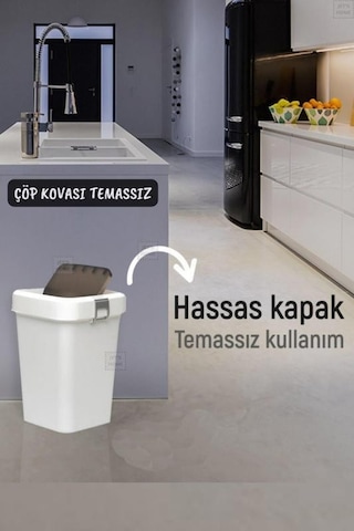 Çöp Kovası Aç-kapa Banyo Çöp Kutusu Mutfak Çöp Kovası Beyaz 18 Litre Beyaz