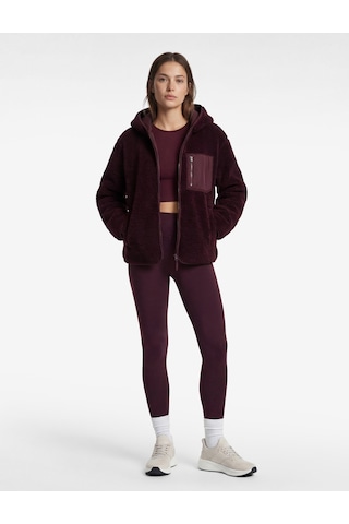Koton Kapüşonlu Uzun Kollu Fermuarlı Cep Detaylı Oversize Peluş Ceket Bordo 6wak20044nk Bordo