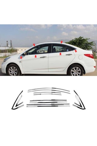 Hyundai Accent Blue Cam Çıtası Komple Set Çerçevesi Kromu Nikelajı