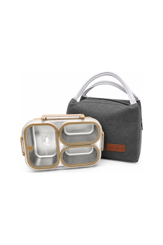 Valkyrie 304 Paslanmaz Çelik 3 Bölmeli Kahve Lunch Box Termal Çantalı Sızdırmaz Kapaklı Beslenme Kabı,