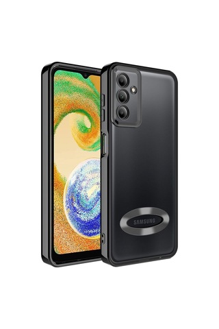 Samsung Uyumlu Galaxy A14 Kılıf Kamera Korumalı Logo Gösteren Zore Omega Kapak Siyah