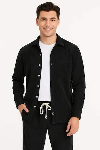 Erkek Kadife Oversize Takım - Gömlek Ve Pantolon İkili Set Füme Corduroy Şıklığı, Rahat Ve Zarif Duruş Yumuşak Dokulu Kadife Kumaş, Düğmeli Gömlek Üst Ve Lastikli Pantolon Alt Parça İle Gün Boyu Konfor- Siyah Çok Renkli