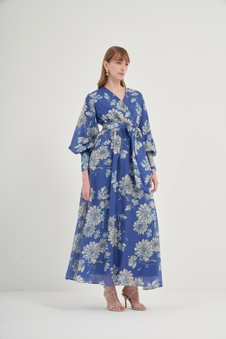 Ftz Kadın Tansel Desenli Elbise İndigo 31057 Indigo