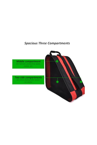 Vkemall Kızak Taşıma Çantası, 3 Bölmeli Büyük Kapasite, Oxford Kumaşı, Kırmızı - Çocuk Paten Ve Aksesuarları İçin Kırmızı