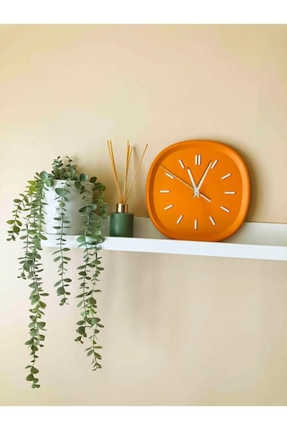 Dekoratif Tasarımlı Renkli Kare Duvar Saati Turuncu 26 Cm Turuncu - Beyaz