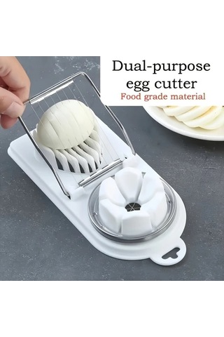 Trendooze 2 Adet Beyaz Çift Başlı Mutfak Yumurta Dilimleyici Ev Partisi İçin Hediye Seti Beyaz