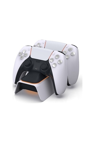 Ps5 Dualsense Işıklı Şarj Istasyonu Şarj Standı Beyaz 0521
