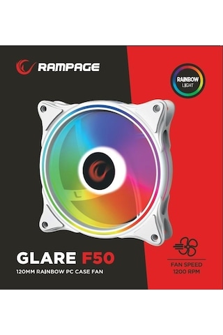 Rampage Glare F50 38cfm 1200rpm 12cm Rainbow 3p+4p Molex Soketli Siyah Kasa Fanı